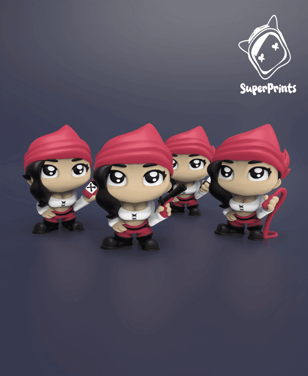 Barmaid (Pirate Girl) - Easy Multicolor FDM RPG Minis (No supports) 3d model
