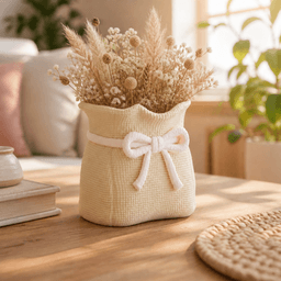 Jute Fabric Bag Vase - Cozy Natural Decor 3d model