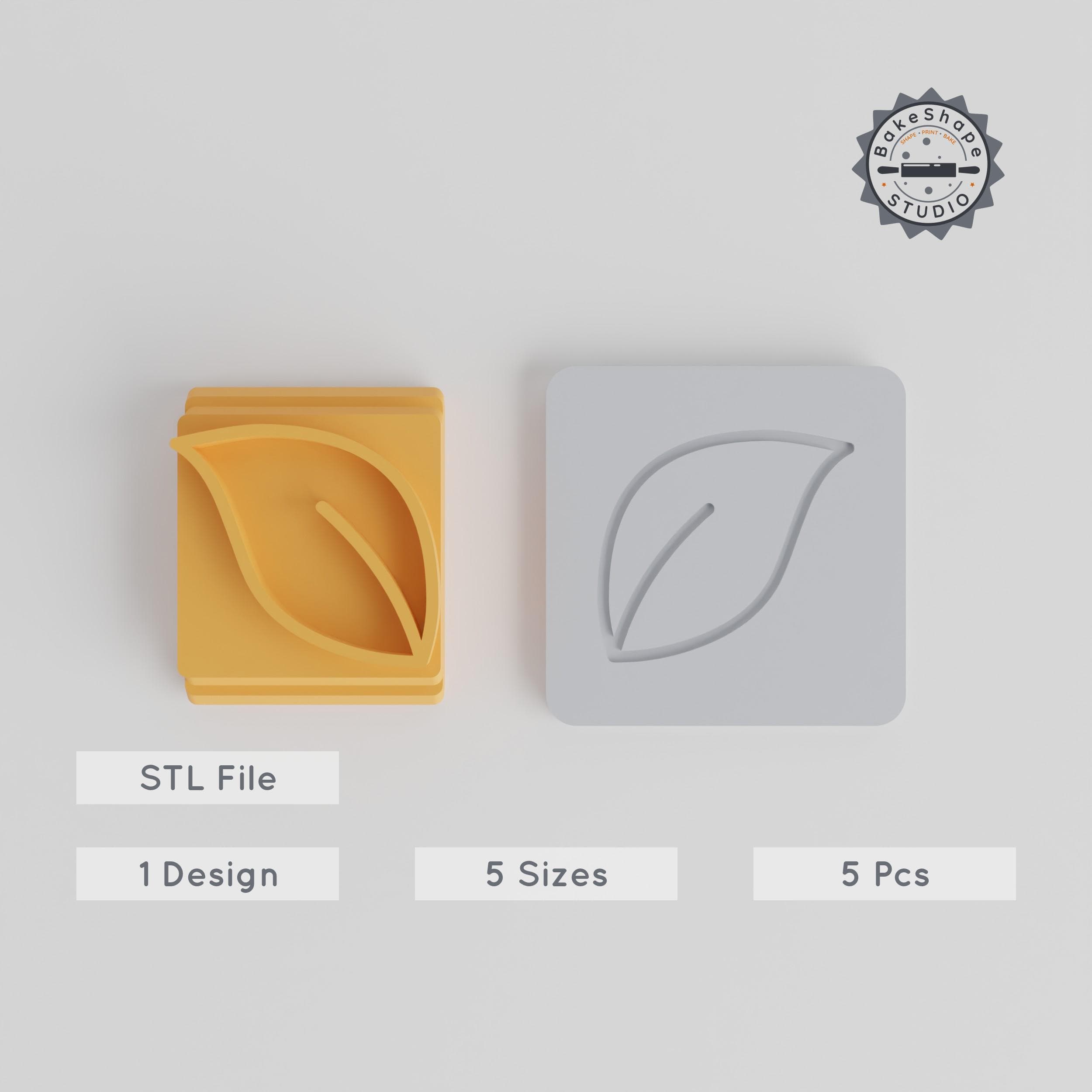Leaf Stamp Tile Set, 5 Sizes for Clay, Cookies & Fondant, Nature & Plant Motif, Eco-Friendly Design, 20-40mm PRODUCT_4998 3d model