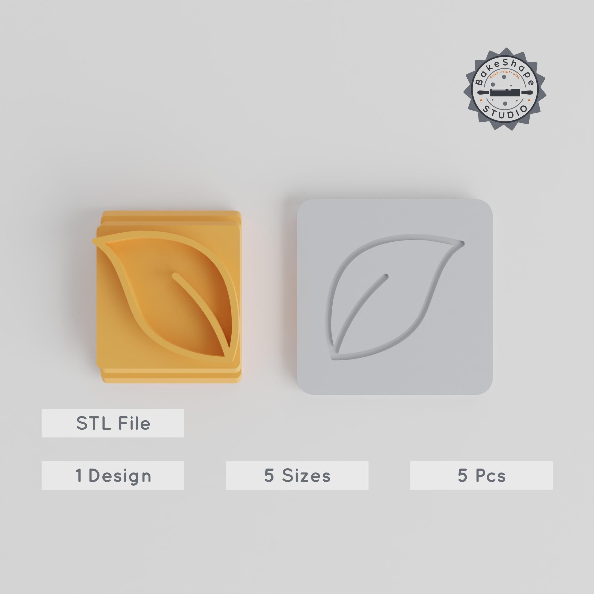 Leaf Stamp Tile Set, 5 Sizes for Clay, Cookies & Fondant, Nature & Plant Motif, Eco-Friendly Design, 20-40mm PRODUCT_4998 3d model