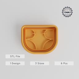 Diaper Shape Cutter & Stamp, Perfect for Cookies & Fondant, Set of 6 with S/M/L Sizes, Baby Shower or Kid Party Decor PRODUCT_3600 3d model