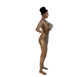 Curvy Woman in a Stylish Short Dress v2 3d model
