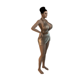 Curvy Woman in a Stylish Short Dress v2 3d model