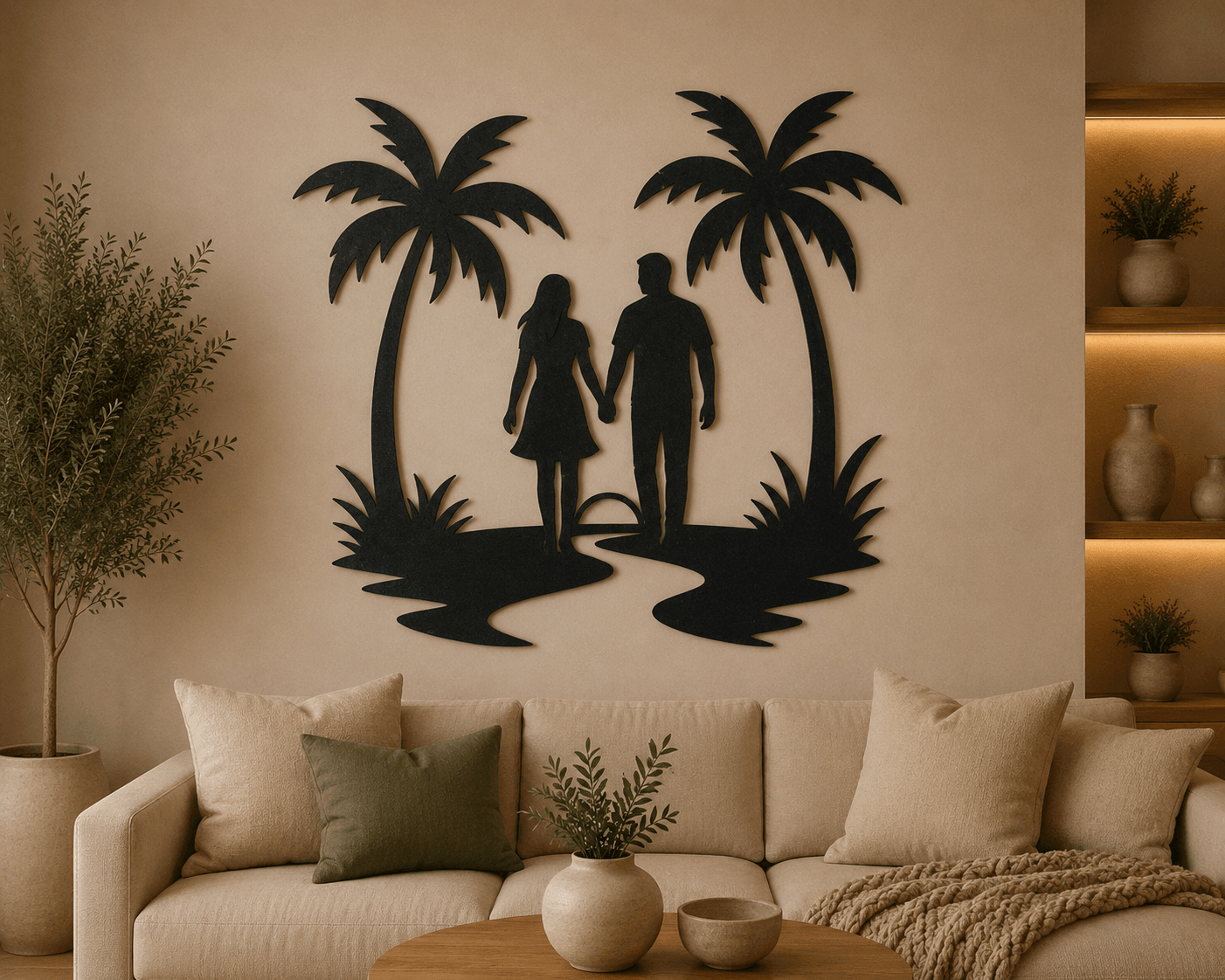 Romantic Couple Beach 2D Wall Art.stl 3d model