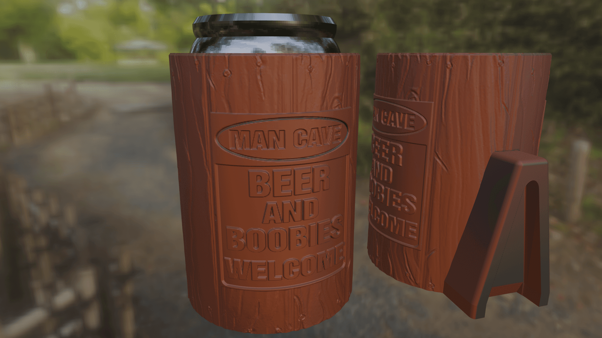 Mancave Boobies and Beer Welcome Can Holder 3d model