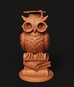 Wise Scholar Owl Statue | Graduation Owl Figurine | Academic Library Decor 3d model