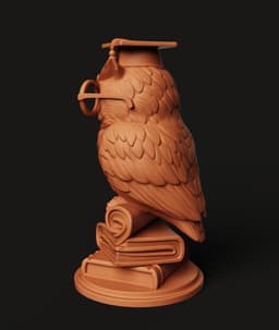 Wise Scholar Owl Statue | Graduation Owl Figurine | Academic Library Decor 3d model
