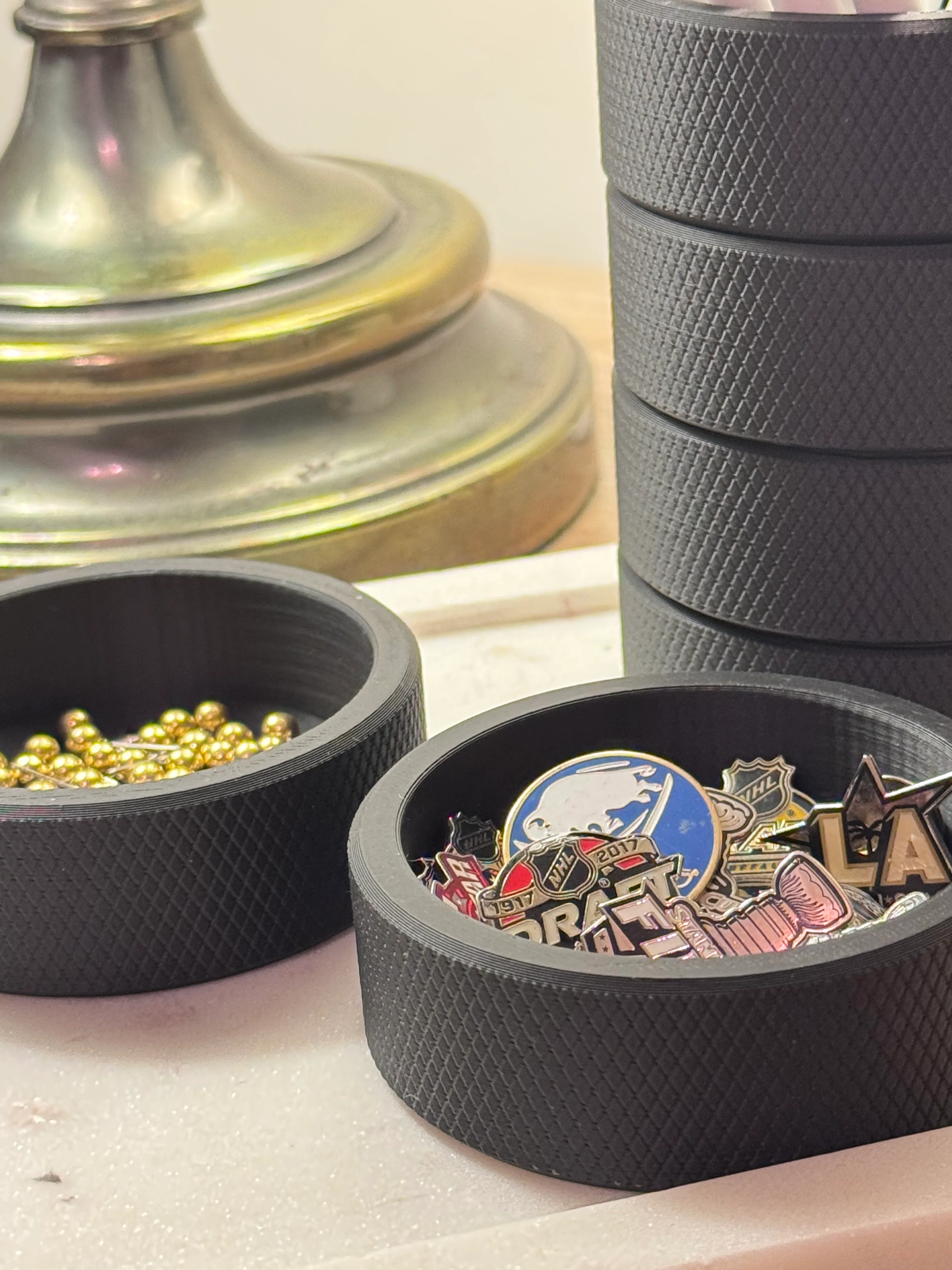Hockey Puck Paperclip Holder | Desktop Organizer | Pushpin Holder 3d model
