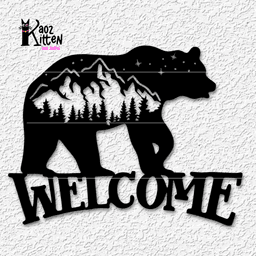 welcome bear sign wall art mountain cabin decor 3d model