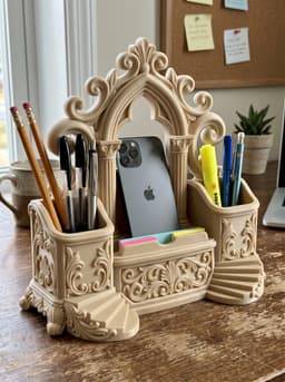 Gothic Cathedral Desk Organizer & Phone Dock 3d model