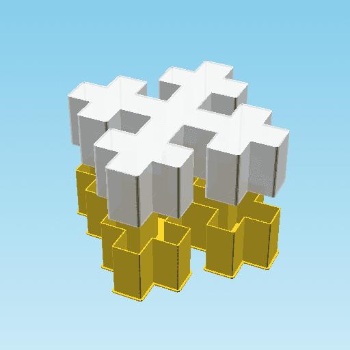 Recrossed cross, nestable box (v2) 3d model