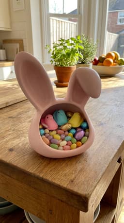 Cute Bunny Easter Candy Bowl | Rabbit Catchall Dish | Spring Home Decor 3d model