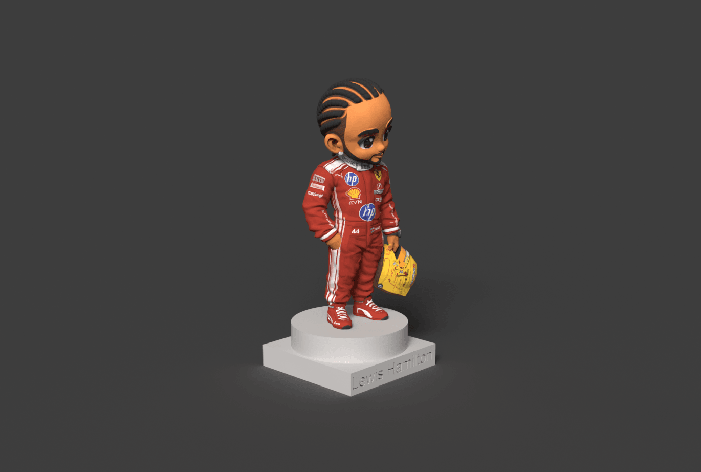 Chibi Lewis Hamilton 44 F1 Driver 3D Print STL 3d model