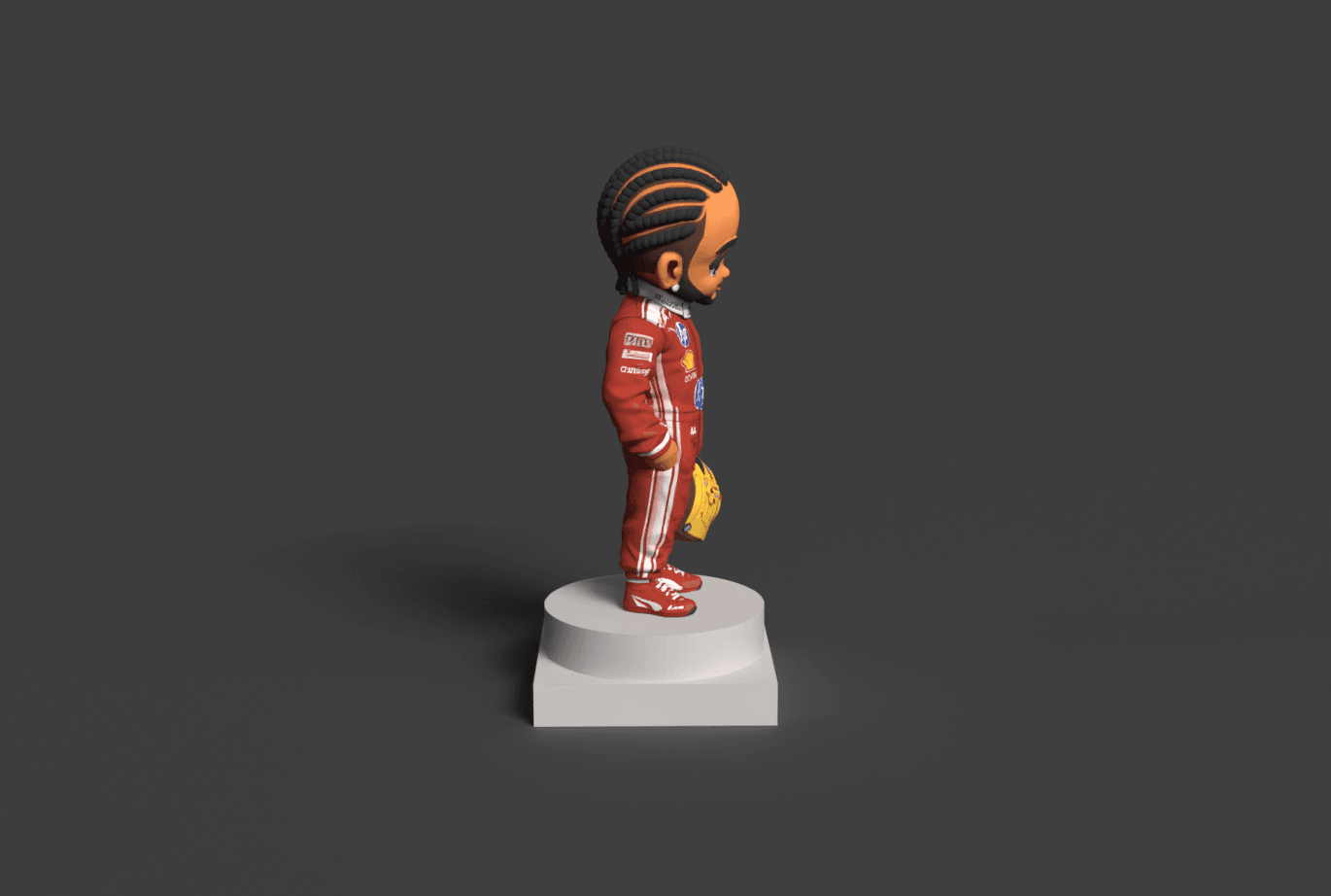 Chibi Lewis Hamilton 44 F1 Driver 3D Print STL 3d model