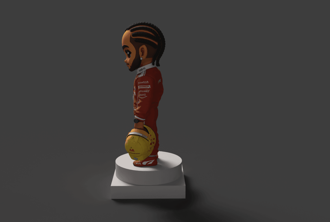 Chibi Lewis Hamilton 44 F1 Driver 3D Print STL 3d model