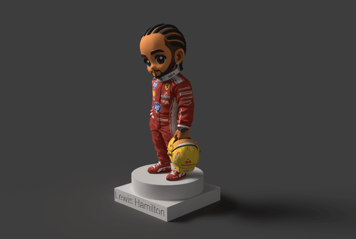 Chibi Lewis Hamilton 44 F1 Driver 3D Print STL 3d model