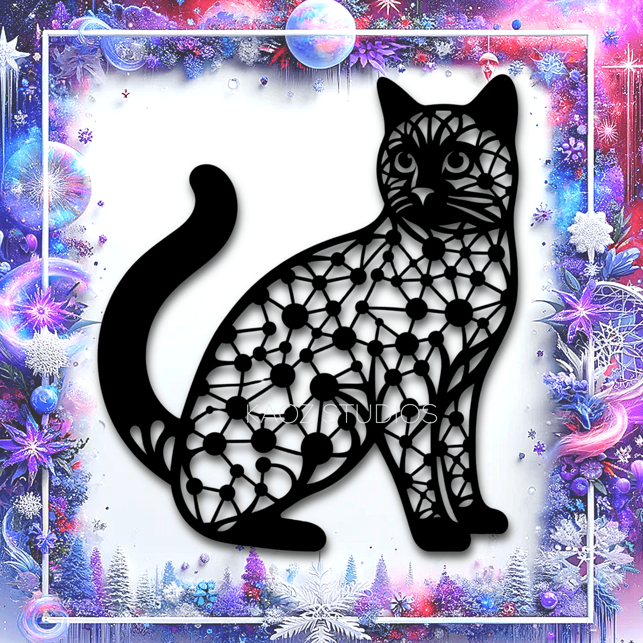 cosmic cat wall art winter wall decor space galaxy decorations 3d model