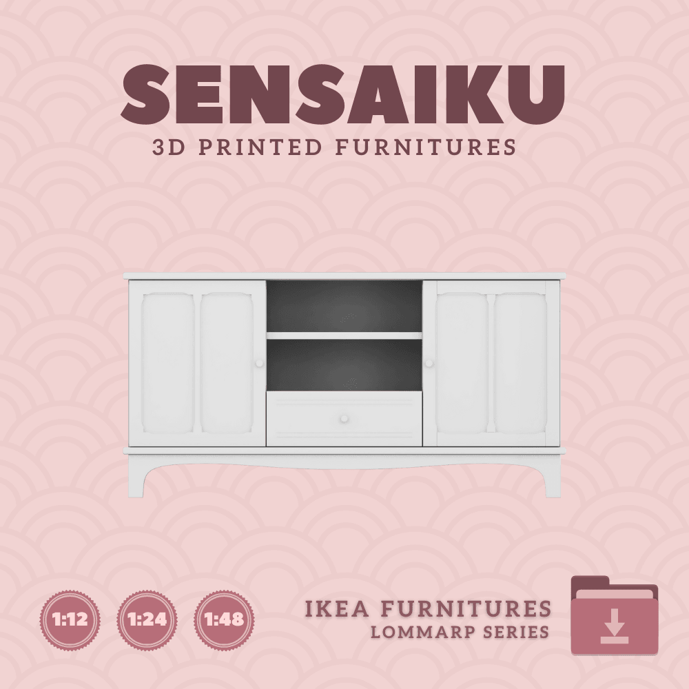 Miniature Replica 04. LOMMARP TV Unit for Miniature Dollhouse - IKEA (1:12,24,48) - 3D Print Instant 3d model