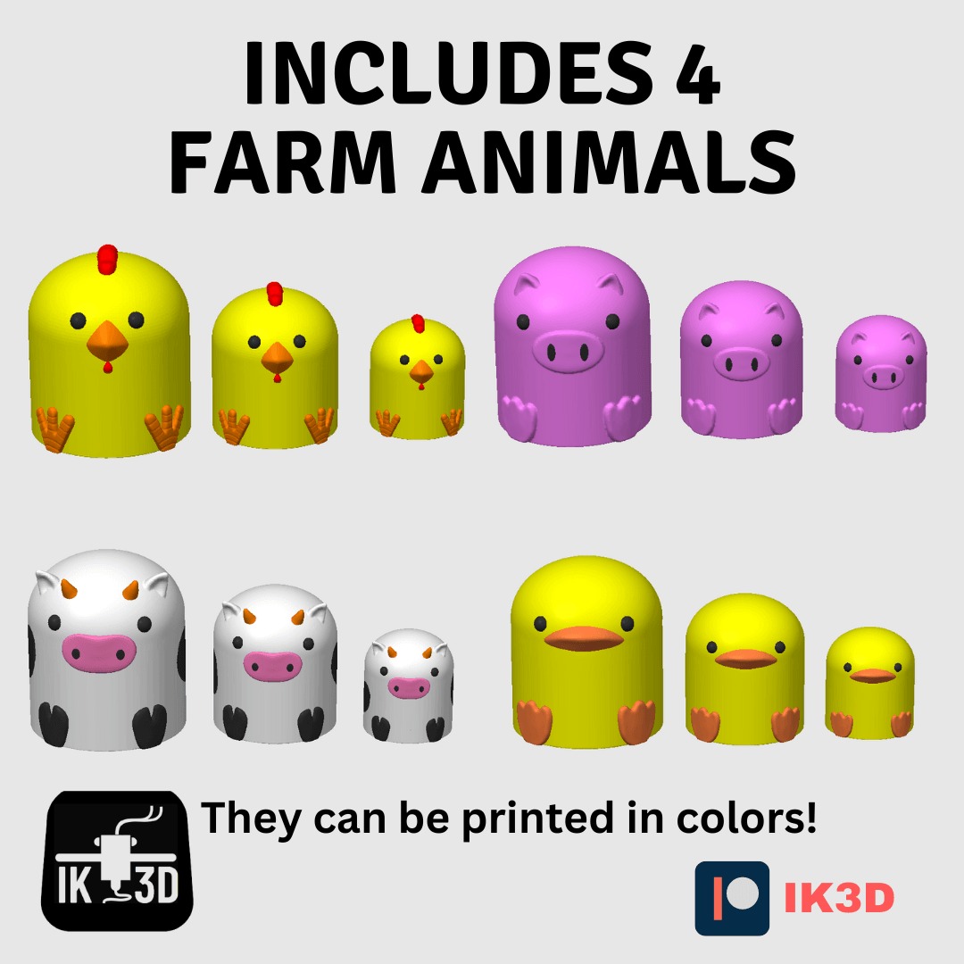 Tic-Tac-Stack Farm Animals Board Game / 3MF Included 3d model