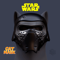 Kylo Ren Inspired Cat Mask Helmet – 3D Printable Pet Cosplay STL 3d model