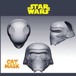 Kylo Ren Inspired Cat Mask Helmet – 3D Printable Pet Cosplay STL 3d model