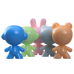 3D Printable Art Toy Figures Set - Bunny, Cat, Bear, Monkey, Human - For Commercial or Personal 3d model