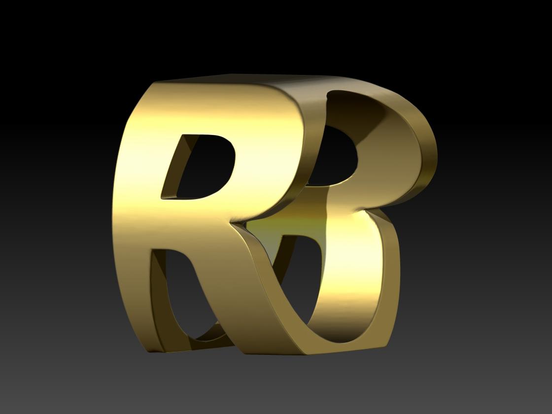 fancy RING letter R 18.6 3d model