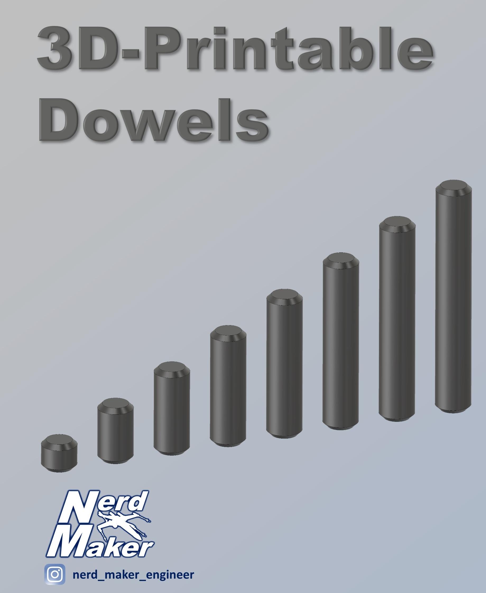 3D-Printable Dowel Set 3d model