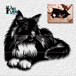 Tux Kitty wall art Long Haired Cat decor 3d model