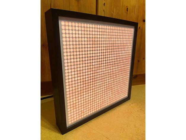 LED RGB Matrix WS2812B ESP32 WLED 32x32 round square grid screen IKEA picture frame diffusor sound active 3d model