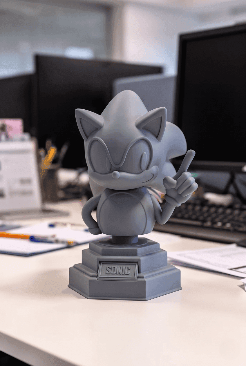 Sonic Bust Statue Figurine 3d model