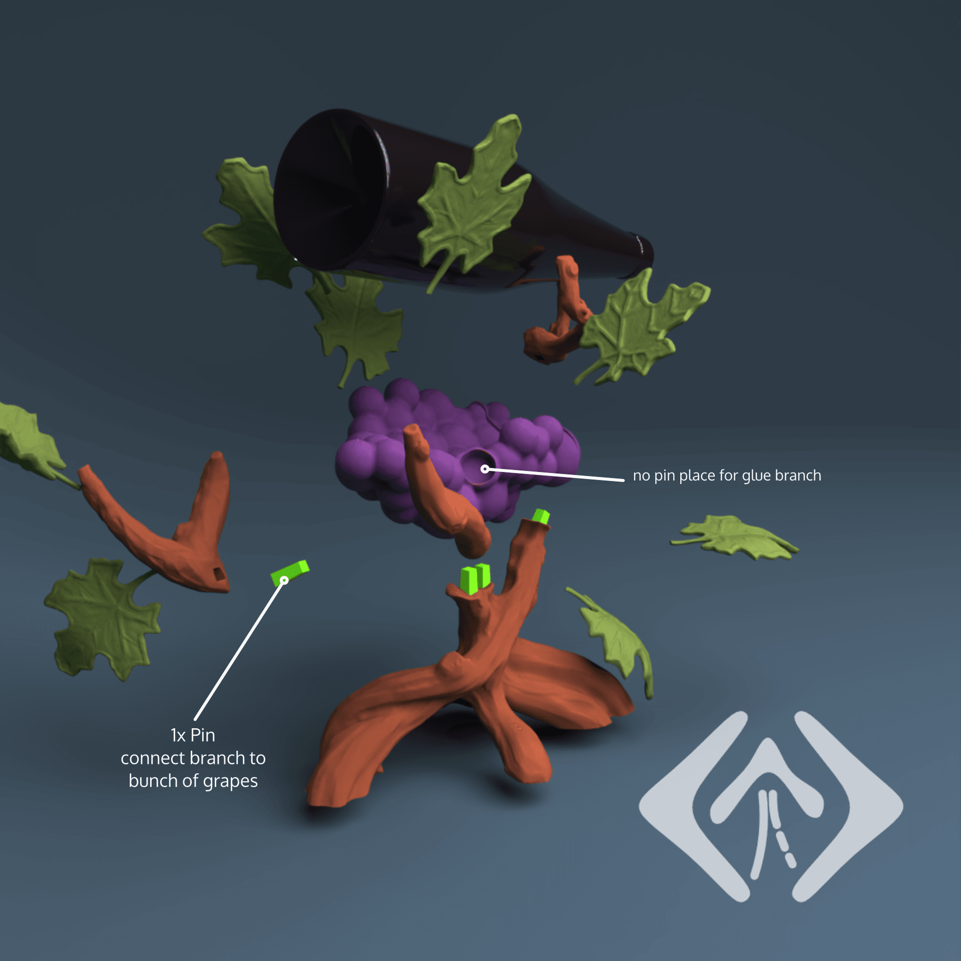 Grapevine Bounty Stand - Wine Holder 3d model