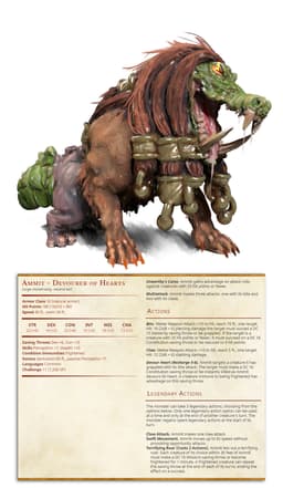 Ammit - Devourer of Hearts - Court of Anubis - PRESUPPORTED - Illustrated and Stats - 32mm scale 3d model