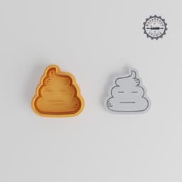 Poop Emoji Cookie Cutter & Stamp Set, 6 Pieces, Feces Shape for Fondant, S/M/L Sizes, Fun Disappointed Expression Design PRODUCT_357 3d model