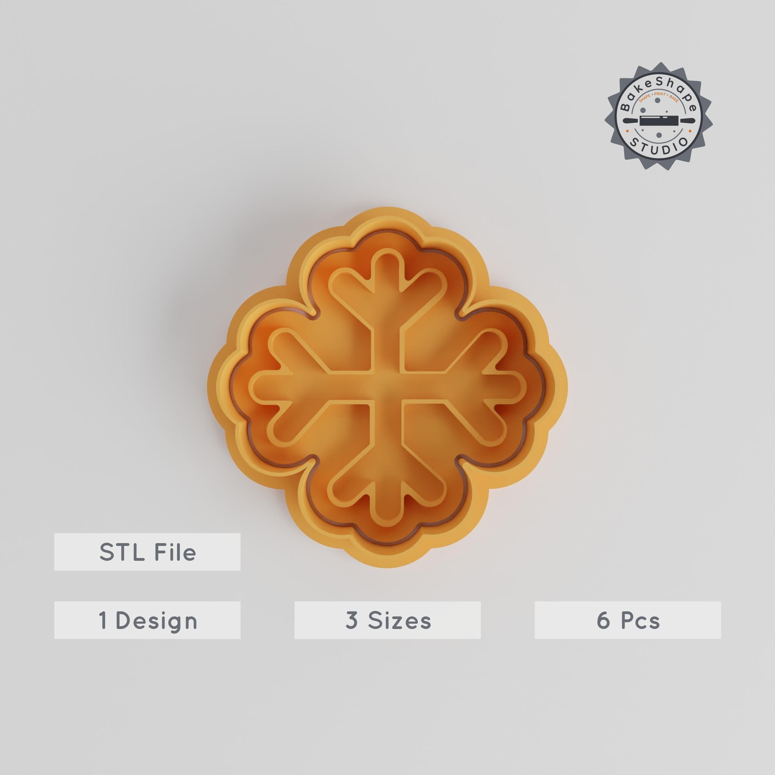 Snowflake Cookie Cutter & Stamp Set, Winter Frost, Fondant Decor, Christmas, Snow Crystal, 6 Piece Bundle, S/M/L Sizes PRODUCT_4956 3d model
