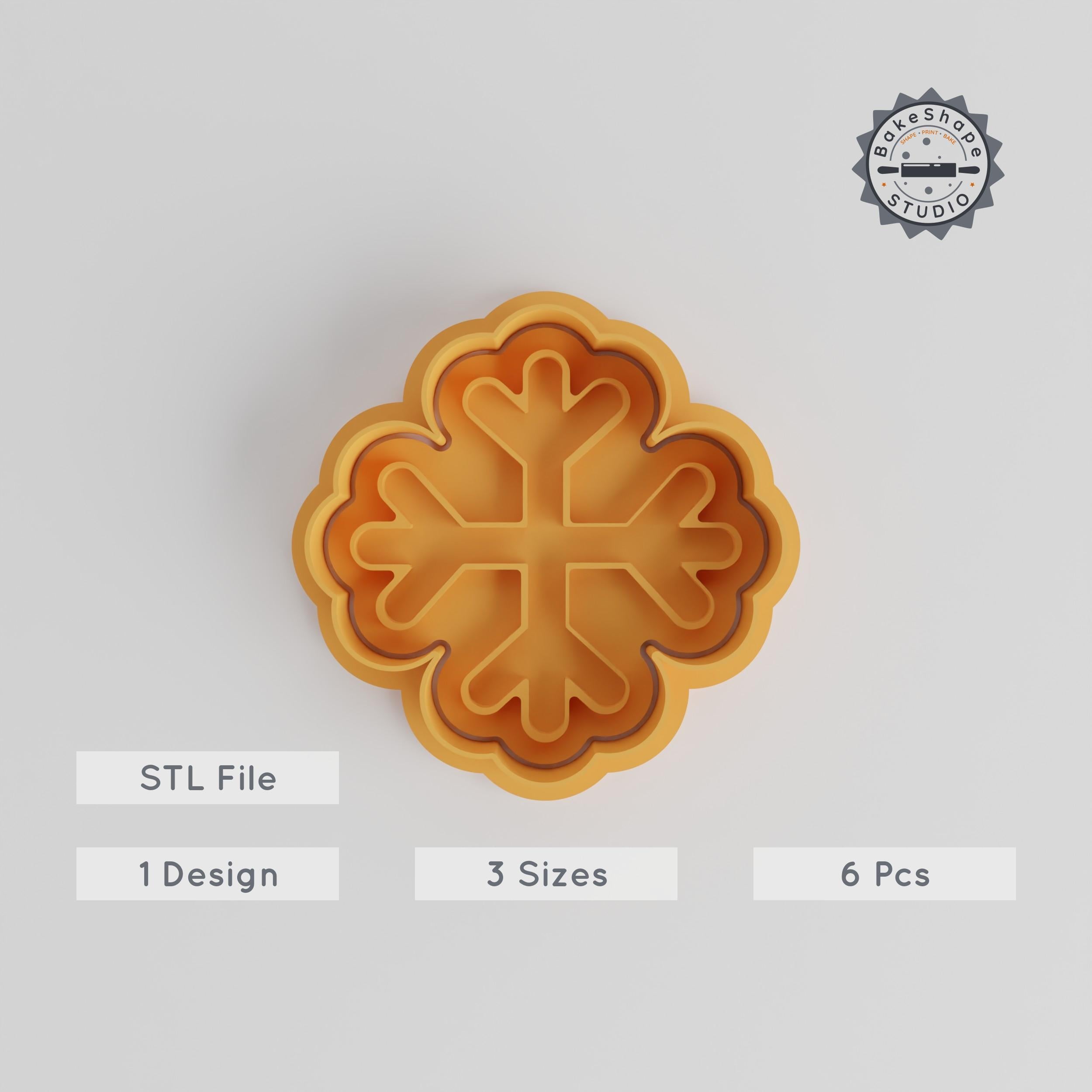 Snowflake Cookie Cutter & Stamp Set, Winter Frost, Fondant Decor, Christmas, Snow Crystal, 6 Piece Bundle, S/M/L Sizes PRODUCT_4956 3d model
