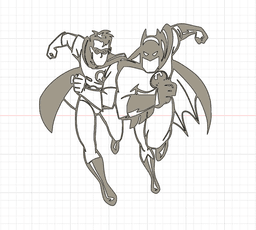 Silhouette Bat Man et Robin - DC Comics Wall Art 3d model