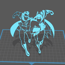 Silhouette Bat Man et Robin - DC Comics Wall Art 3d model