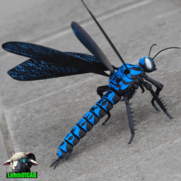 Meganeura Giant Prehistoric Dragonfly, Articulated 3d model