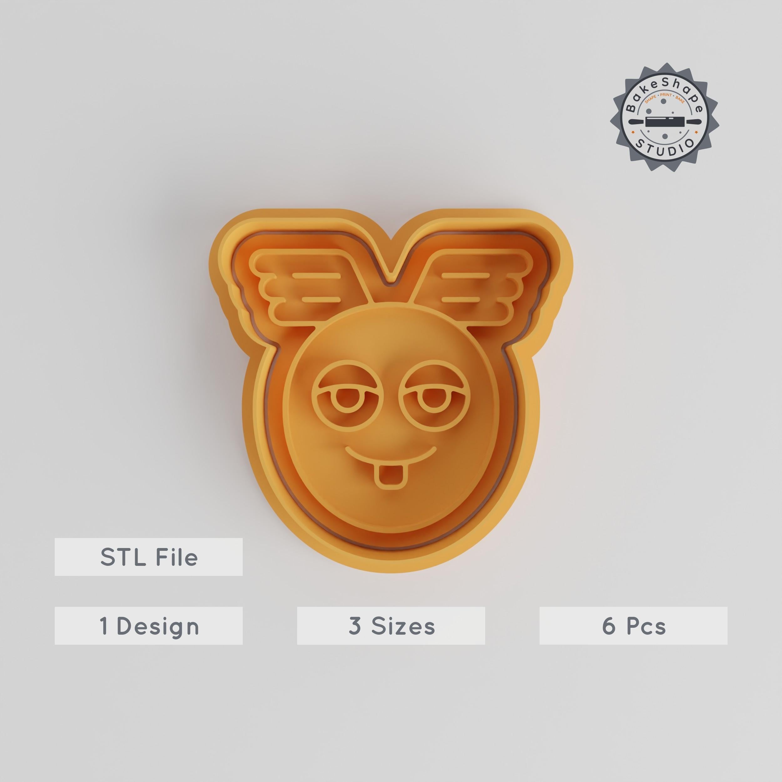 Flying Monster Cookie Cutter & Stamp Set, 6 Pcs, Perfect for Fondant or Cookies, S/M/L Sizes, Cartoon Character Baking Tool PRODUCT_3009 3d model