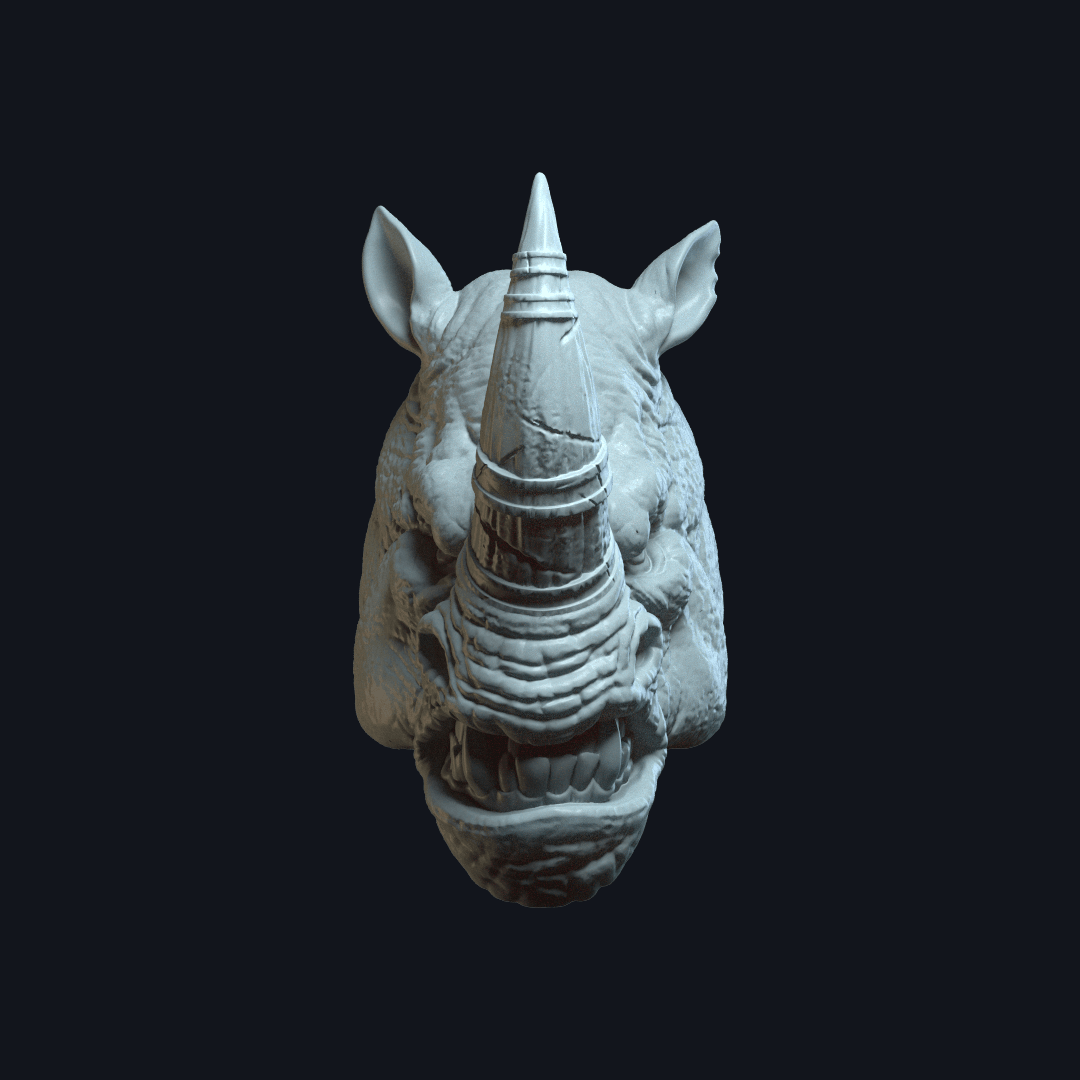 Rhinheart v4 Action Figure Head 3d model