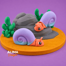 Tiny Ramshorn Snail with a Scene 3d model