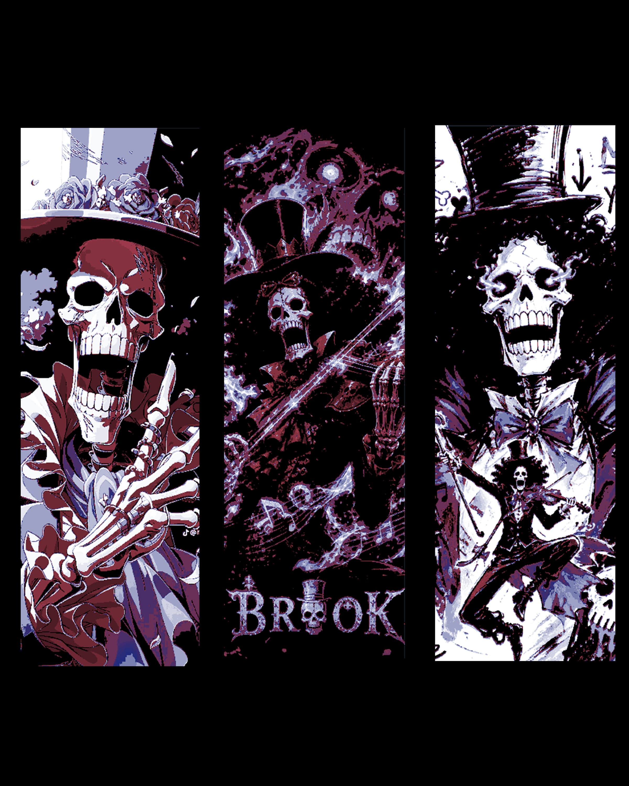 Fan art hueforge bookmark set of One Piece Anime/Manga Musician Brook the skeleton 3d model
