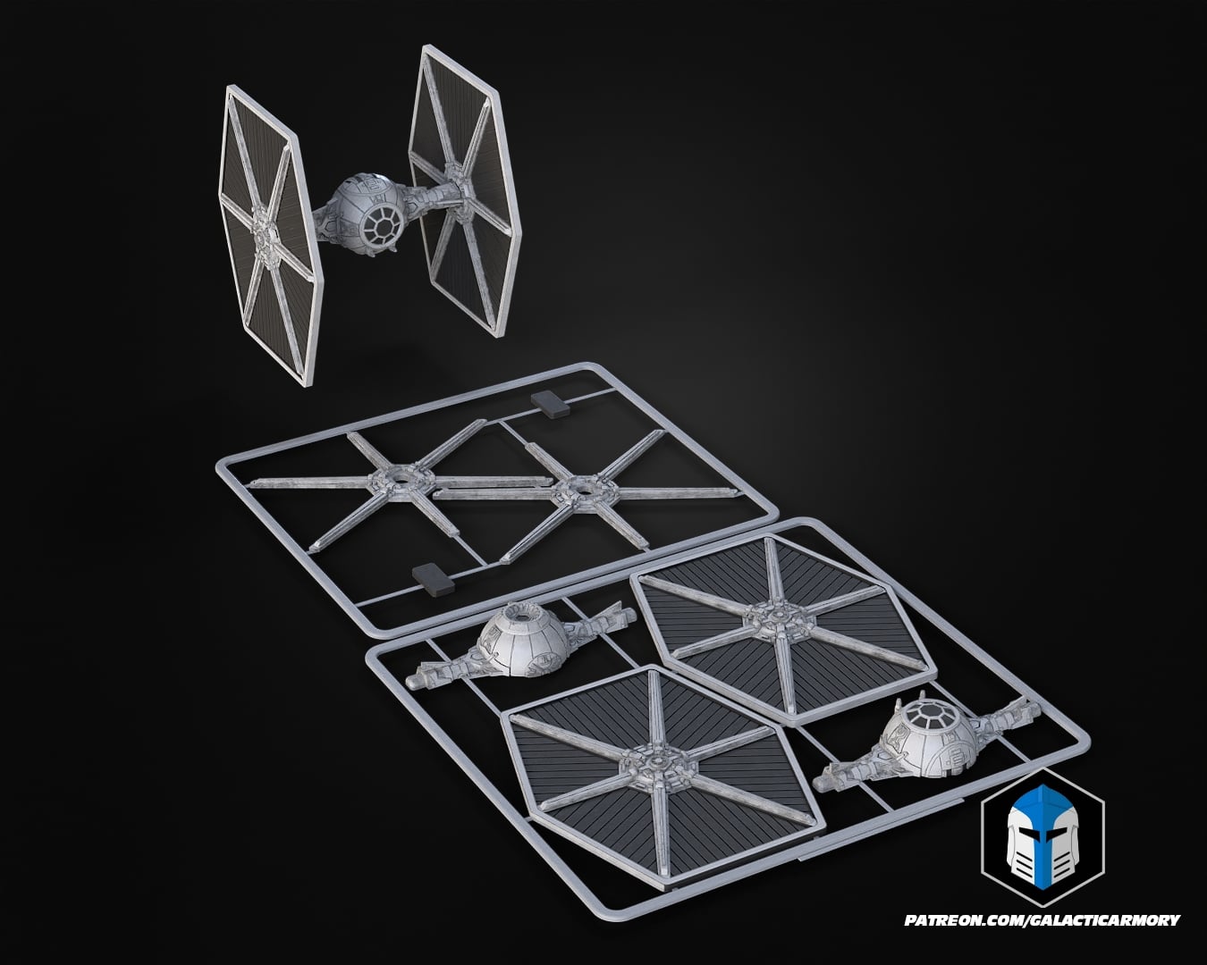 Tie Fighter Vehicle Kit Card - 3D Print Files 3d model