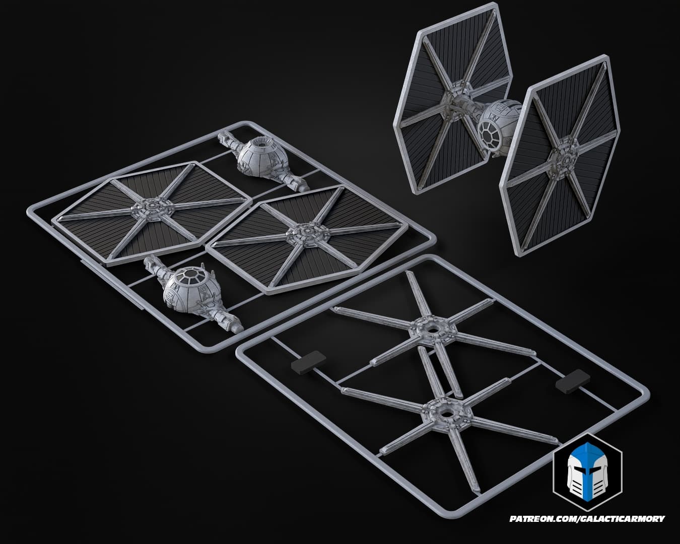Tie Fighter Vehicle Kit Card - 3D Print Files 3d model
