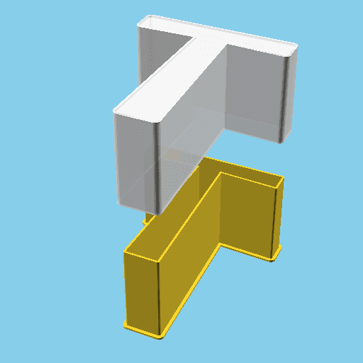 LATIN CAPITAL LETTER T, nestable box (v1) 3d model