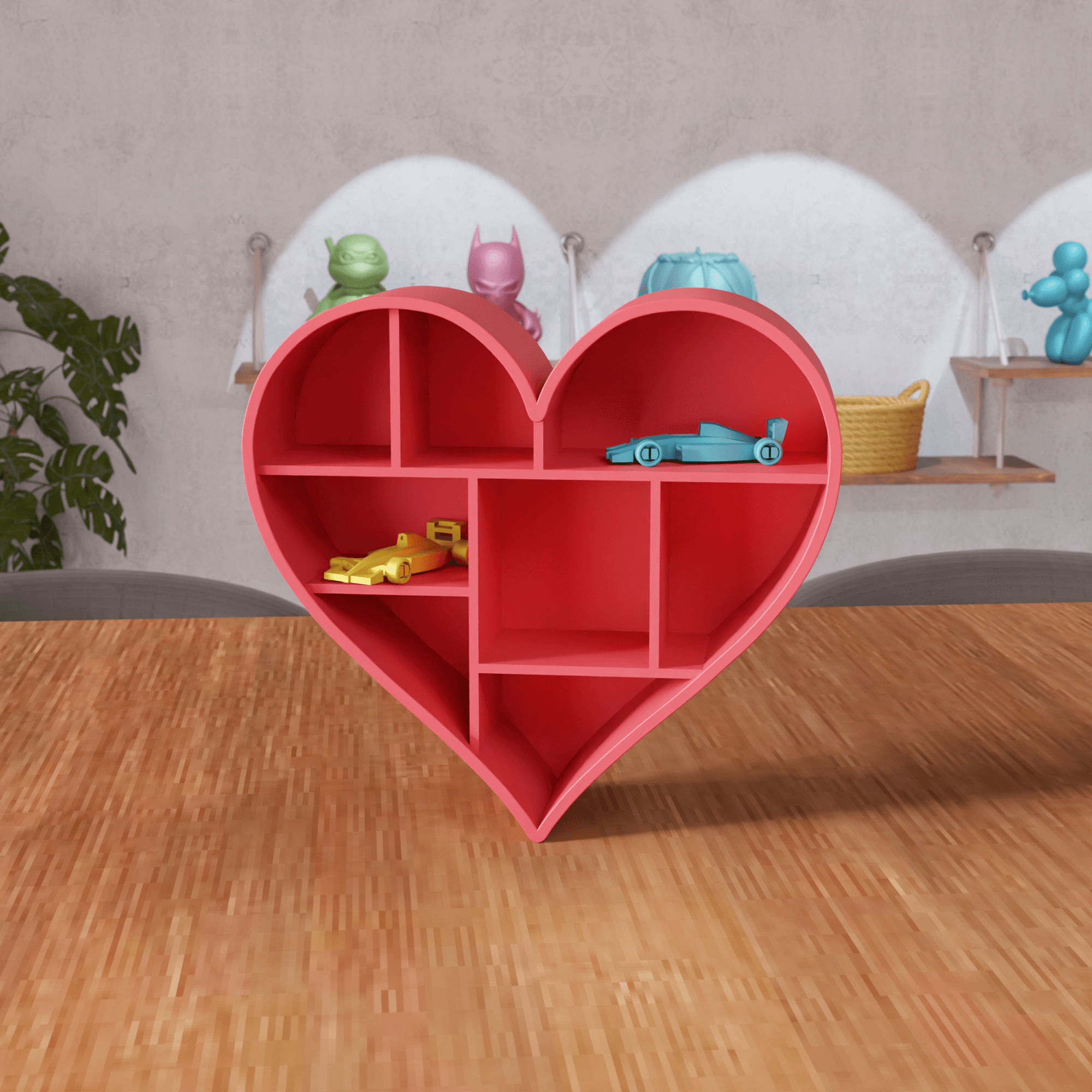 Heart Shaped Wall Storage Shelf Display 3d model