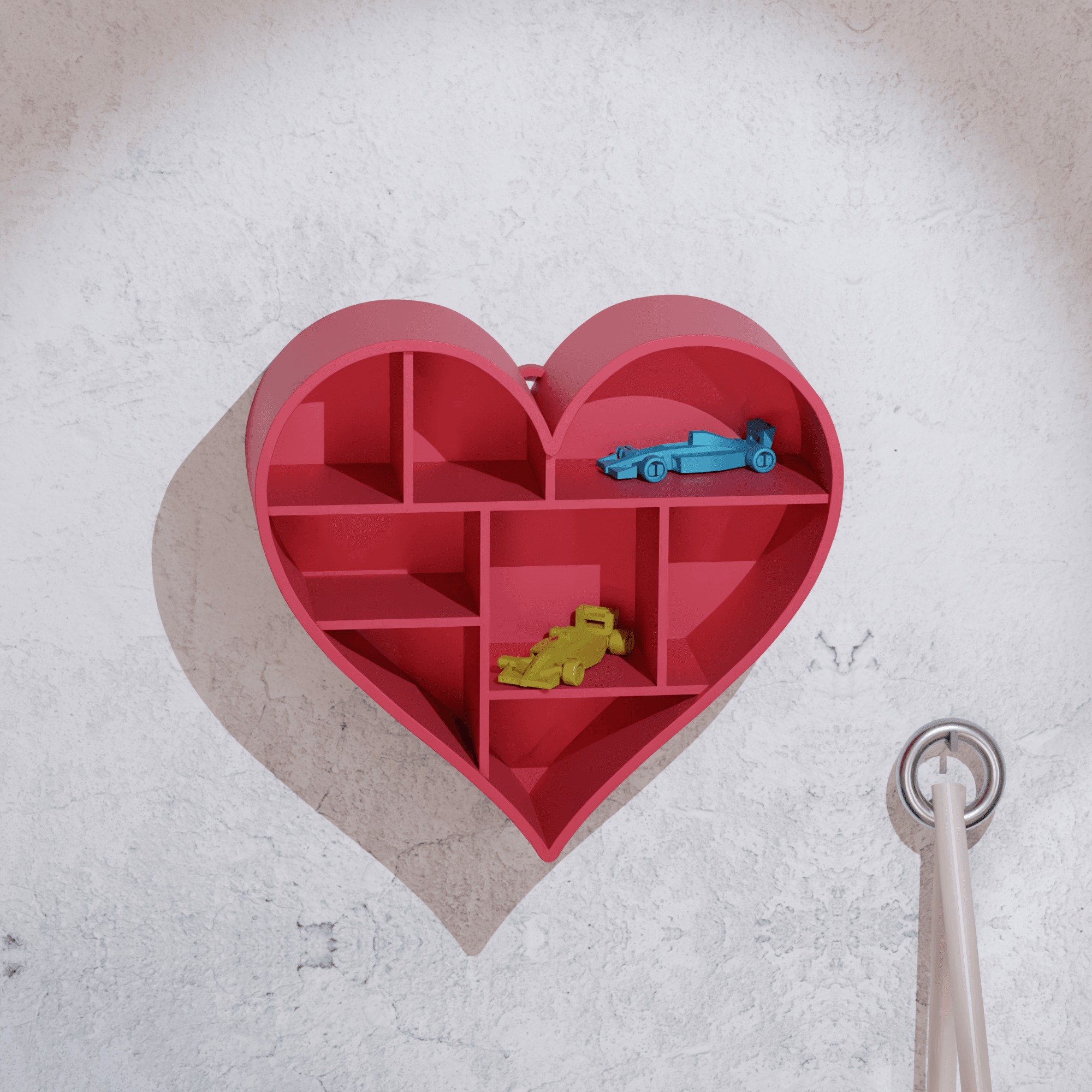 Heart Shaped Wall Storage Shelf Display 3d model