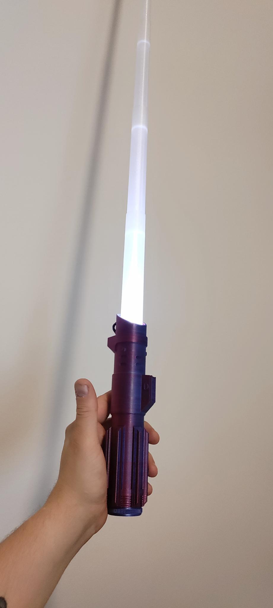 Collapsing Sith Lightsaber - Clear PLA + Dual color PLA and small flashlight. - 3d model