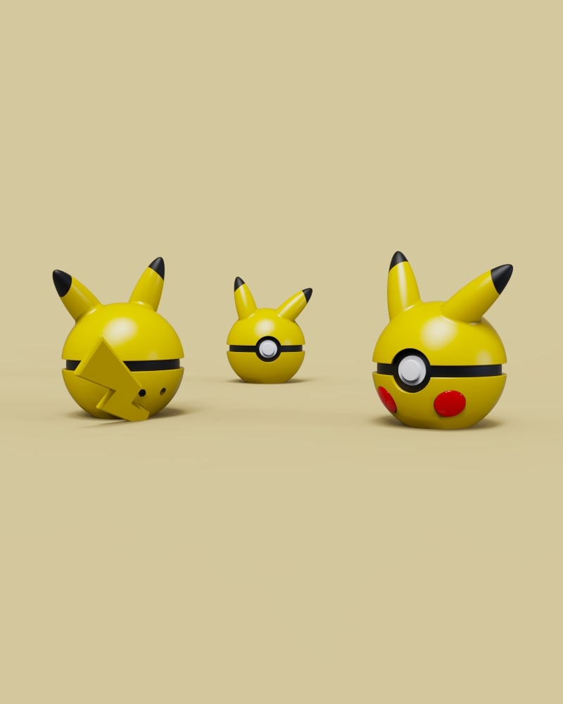 Pikachu Ball Fidget Clicker Keychain 3d model